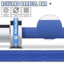 Load image into Gallery viewer, RICHUANG 7ft Olympic Barbell, Weightlifting 28mm 45lb - 500/700/1000lbs Capacity (Silver-Blue-500LBS)