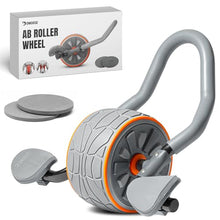 Load image into Gallery viewer, DMoose Fitness Ab Roller Wheel with Elbow Support & 2 Knee Pads - Abdominal Exercise Trainer for Core Strength Training (Grey)