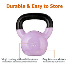 Load image into Gallery viewer, Amazon Basics Vinyl Kettlebell for Strength Training and Workout, 30 Pounds, Wide Textured Handle, Light Purple