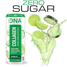 Load image into Gallery viewer, HYDRADNA- Sparkling Liquid Collagen Protein Water Drink Balanced Nutrients for Wellness - Sugar-Free - Keto-Friendly - No Gluten (12 Pack) Cucumber Lime