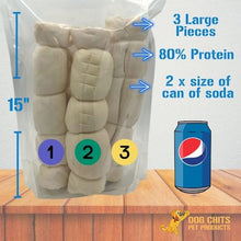 Load image into Gallery viewer, Dog Chits Beef Cheek Rolls for Dogs - Long Lasting Dog Chews, Rawhide Free & High Protein - Natural Beef Cheek Treats for Small, Medium & Large Dogs - 12 Inch (3 Pack)