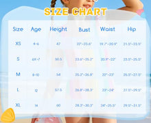 Load image into Gallery viewer, DOCUMO Girls One Piece Swimsuit Ruffle Quick Dry Bathing Suit for Kids 6-15Y, Tropical/Leopard/Tie Dye Printed Beach Swimsuit (Rainbow Stripes, Small)