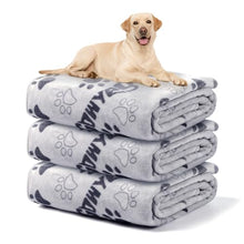 Load image into Gallery viewer, Gowyeg Soft Dog Blankets for Large Dogs & Cat Flannel Blanket Washable, 1 Pack 3 Premium Pet Mat Throw Cover for Kennel Crate Bed, Cute Paw Pattern,Gifts Puppy Essentials,41x31 inch,Grey