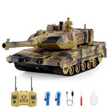 Load image into Gallery viewer, RC Tank That Shoots, 2.4GHz Military Vehicles Model with 360°Rotating Turret, Auto Demo, Sound & Smoke & Light