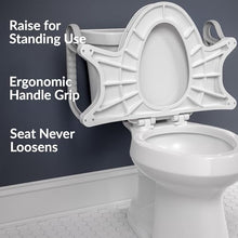 Load image into Gallery viewer, Bemis Assist Toilet Seat with Built-in Support Handles, Hinges Never Loosen, Fits Round and Elongated
