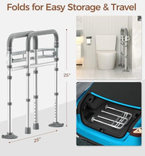 Load image into Gallery viewer, Soundfuse Toilet Safety Rails for Seniors, Adjustable Toilet Handles for Elderly and Disabled, Foldable Handicap Toilet Safety Frame Fit Any Toilets (350 LB)