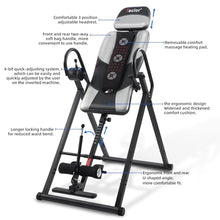 Load image into Gallery viewer, Teclor Inversion Table,Advanced Heat and Massage Function,Strength Training Inversion Table for Back Pain Relief,Heavy Duty Inversion Table 350 lbs Capacity with Wider and Thickened Backrest