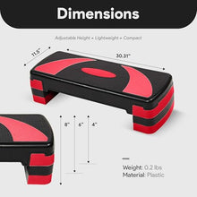Load image into Gallery viewer, BalanceFrom 31-Inch Lightweight and Portable Aerobic Workout Stepper Platform with Adjustable Height and Raisers, for Home Workout, Black/Red