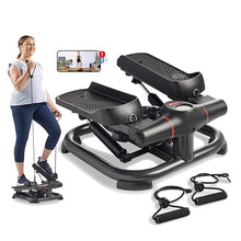 Load image into Gallery viewer, Sunny Health & Fitness 2-in-1 Premium Power Stepper with 400lbs Weight Capacity and Resistance Bands, Low-Impact Cardio with Bluetooth and Free SunnyFit App - SF-S021054