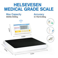 Load image into Gallery viewer, Helsevesen Professional Medical Bariatric Scale, 660 lb/300 kg Capacity, Wireless Digital Bathroom Scales, Low-Profile Heavy Duty Bariatric Scale with Anti-Slip Rubber Mat (DR660WL)