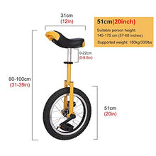 Load image into Gallery viewer, Adults Big Kids Unicycle Bike|  Boys Girls Unisex Beginner Yellow Bicycle for Outdoor Sports, Balance Exercise (Size : 51cm(20inch))