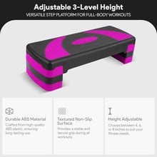 Load image into Gallery viewer, BalanceFrom Aerobic Step Platform Trainer with Adjustable 3-Level Risers, 400 Pound Weight Capacity – Non-Slip Exercise Stepper for Cardio, Strength, and Fitness Workouts at Home or Gym