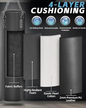 Load image into Gallery viewer, ASBRAVO Punching Bag for Adults, 4ft PU Heavy Boxing Bag Set 12OZ Gloves for MMA Muay Thai Kickboxing Training Home Gym, Martial Art (Unfilled)-Black