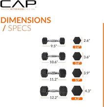 Load image into Gallery viewer, CAP Barbell 100 lb Rubber Coated Hex Dumbbell Set with Vertical Rack, Space-Saving A-Frame Storage
