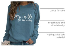 Load image into Gallery viewer, Sorry I'm Late I Saw A Dog Sweatshirt Women Funny Dog Lover Shirt Casual Crew Neck Long Sleeve Pullovers Lightweight Blue