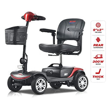 Load image into Gallery viewer, Metro Mobility 4 Wheel Powered Mobility Scooters for Seniors - 300 lbs Capacity Folding Mobility Scooter for Adults - Long Range Power Extended Battery with Thickened Seat and Front LED Light - Red