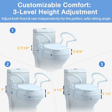 Load image into Gallery viewer, Soaids Raised Toilet Seat Risers for Seniors, Elevated Toilet Seat with Handles, 3-Level Height Adjustable, Support up to 300 Lbs