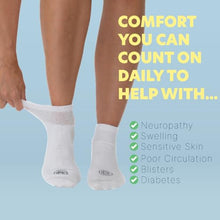 Load image into Gallery viewer, Doctor's Choice Diabetic Socks for Women, Non Binding Extra Wide Quarter, Seamless Toe, Loose Fit, Cushioned Support, Neuropathy Relief, Wide Toe Box, Swollen Feet, 4 Pairs 9-11, Medium (White)