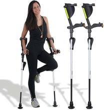 Load image into Gallery viewer, Ergobaum 7G Forearm Crutches for Adults (1 Pair-2 Units) — Ergonomic, Foldable with Shock Absorption, (White Panda)