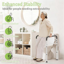Load image into Gallery viewer, Jesosia Toilet Safety Rails for Seniors - Adjustable & Foldable Medical Toilet Safety Frame - Heavy Duty Stand Alone Toilet Handles Support for Elderly Disabled & Handicap - Fits Most Toilets (380 lb)