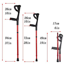Load image into Gallery viewer, Lightweight Foldable Forearm Crutch, Aluminum Walking Stick,Height Adjustable, Ergonomic Handle with Comfortable Grip 2ZG-02BM (Red)