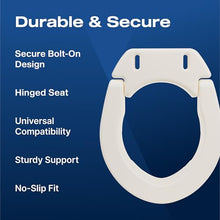 Load image into Gallery viewer, VMS Deluxe Bolt-On Hinged Raised Toilet Seat - Available in Elongated & Standard Styles, 300 lbs Weight Capacity (Standard)