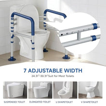 Load image into Gallery viewer, Loyoda Steel Toilet Safety Rail for Seniors with Adjustable Height and Width - 11.7lbs Heavy-Duty Foldable Toilet Handle for Toilet Support, Elderly and Accessibility Aid (Blue)