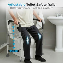 Load image into Gallery viewer, Toilet Safety Rails with Handles – Adjustable Toilet Safety Frame for Seniors, Handicap & Disabled, Toilet Assistance for Elderly, Heavy-Duty Anti-Slip Support - Fits All Toilets (Black)