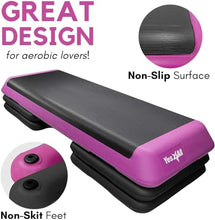 Load image into Gallery viewer, Yes4All Adjustable Workout Aerobic Exercise Step Platform - Pink Black
