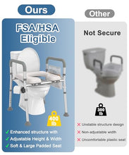 Load image into Gallery viewer, HOMLAND Raised Toilet Seat with Handles, Toilet Seat Riser for Seniors with Adjustable Height & Width