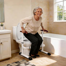 Load image into Gallery viewer, FSA/HSA Eligible Toilet Safety Rails for Elderly with Solid Wood Handles, Adjustable Height & Width, Heavy Duty Thickened Toilet Safety Frame, 520 LBS Capacity, Handles for Disabled & Seniors