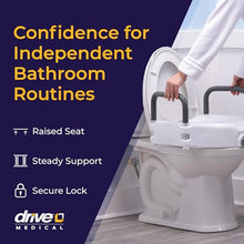 Load image into Gallery viewer, Drive Medical 2-in-1 Raised Toilet Seat with Removable Padded Arms - Elevated Bathroom Safety Support