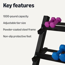 Load image into Gallery viewer, Amazon Basics 3-Tier Adjustable Dumbbell Weight Rack, Sturdy Steel Stand Only, Black