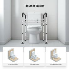 Load image into Gallery viewer, Careboda Toilet Safety Rails, Toilet Frame for Seniors, Elderly & Disabled, Toilet Rails Adjustable, Foldable Toilet Handles, Non-Slip Foot Mats, Easy to Store, Fit Any Toilets, 300lbs Capacity