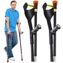 Load image into Gallery viewer, Geiserailie 2 Pcs Forearm Crutches for Adults, Folding Forearm Crutches Lightweight and Adjustable with Rubber Grips Black