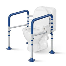 Load image into Gallery viewer, Loyoda Steel Toilet Safety Rail for Seniors with Adjustable Height and Width - 11.7lbs Heavy-Duty Foldable Toilet Handle for Toilet Support, Elderly and Accessibility Aid (Blue)