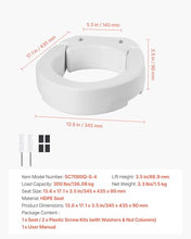 Load image into Gallery viewer, VEVOR Raised Toilet Seat, 300 lbs Load Capacity, 3.5-Inch Lift Height, Commode Elevated Toilet Seat Riser with Enlarged Opening for Seniors, Elderly, Handicap, Disabled, and Adults, Fits Round Bowl
