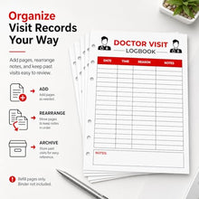 Load image into Gallery viewer, A5 Doctor Appointment Log Book Inserts, 6-Hole Medical Visit Refill Pages, 50 Sheets