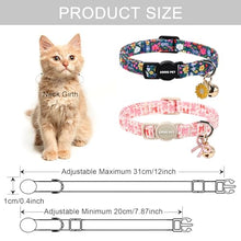 Load image into Gallery viewer, ARING PET 2 Pack Cat Collar, Breakaway Kitten Small Cute Pink Floral Bow Collars with Bells for Girl Female Cats