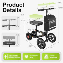 Load image into Gallery viewer, BlessReach Deluxe Medical Scooter Double Handbrake, All Terrain Steerable Knee Scooter Crutch Alternative, for Adults Injured Ankle & Foot Recovery in Blacks