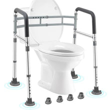 Load image into Gallery viewer, Toilet Safety Rails for Seniors, Adjustable & Foldable Toilet Frame for Elderly and Disabled, Handicap Toilet Handles Fits Any Toilet (350 lb)