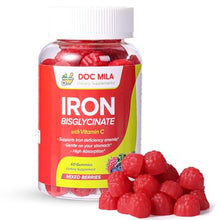 Load image into Gallery viewer, Iron Supplement for Kids and Adults - Iron Bisglycinate Gummies 25mg with Liposomal VIT C - Chelated Iron Supplement for Women and Men - 60 Gummies, 1 Month Supply