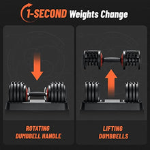 Load image into Gallery viewer, HYPATA 55 lbs Single Adjustable Dumbbell Set, Adjust Dumbbell Weight for Exercises with Tray for Full Body Workout