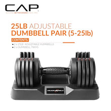 Load image into Gallery viewer, CAP ADJUSTABELL® 25 lb Pair of Adjustable Dumbbells with Contoured Full Rotation Handle, Honeycomb Black Handle