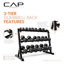 Load image into Gallery viewer, CAP Barbell Heavy-Duty 3-Tier Dumbbell Rack for 5-50 Pound Dumbbell Pairs, 51" Long