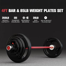 Load image into Gallery viewer, RitFit Barbell Weight Set - 4/6FT Olympic Barbell with Weight Plates (55-275LB Total) -, 4FT Silver/Red Bar with 85LB Plates