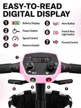 Load image into Gallery viewer, Ecomobi Light Weight Mobility Scooter for Seniors & Adults, 12–30 Mile Range, Foldable Airline Approved Portable 4 Wheel Motorized Scooter with Removable Lithium Battery, 300 lb Capacity, MS02F Pink