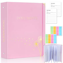Load image into Gallery viewer, XKDOUS Important Document Organizer Emergency Binder Life Organizer Folio Folders with 9 Pockets Expanding File Storage Holder for Papers, Letters, Cards, Bills, Passports, Photos