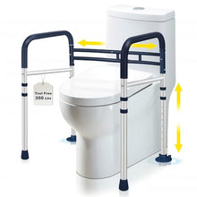 Load image into Gallery viewer, Toilet Safety Rails (350 LB) – Adjustable, Foldable Toilet Handle Frame for Elderly & Disabled Adults, Supports All Toilet Types (Lake Blue)