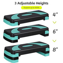 Load image into Gallery viewer, Smartxchoices 30'' Aerobics Stepper Workout Step Platform with 4" - 6" - 8" Adjustable Risers, Fitness Exercise Workout -Green
